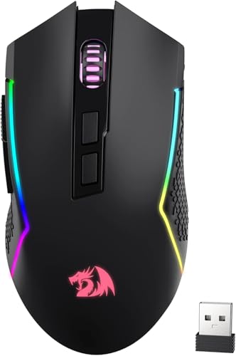 Redragon M693 LIT Wireless Gaming Mouse, 8000 DPI Mice w/ 3-Mode Connection, BT & 2.4G Wireless, 7 Macro Buttons, Reliable Power Capacity for PC/Mac/Laptop