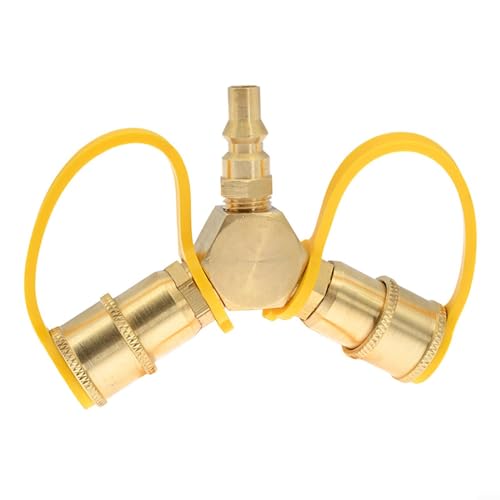 FUBESK 1/4" RV Propane Quick Connect Y Splitter 2 Way LP Gas Adapter with 1/4" Quick Disconnect for RV, Camping Stoves, BBQ Grills, Gas Burners and More