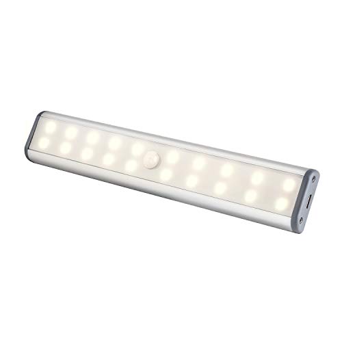 Onder Kabinet Verlichting Kast Licht 20 LEDs, Bewegingssensor Draadloze Oplaadbare Magnetische Onder Tegenverlichting, Batterij Operated LED Nachtlampje voor Kastkast Trap, Warm Wit