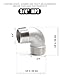 AGUTEA 3/4 Inch Heavy-Duty 304 Stainless Steel 90-Degree Elbow Fitting, NPT Male Threads for Industrial Plumbing (1-Pack)