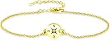 GIOFEOIK Brazalete de Graduación Ajustable Brújula Original Colegio Secundaria Universidad Capa Regalo Amistad Joyería para Ella Mujer Hombre, Pulsera de graduación de Oro