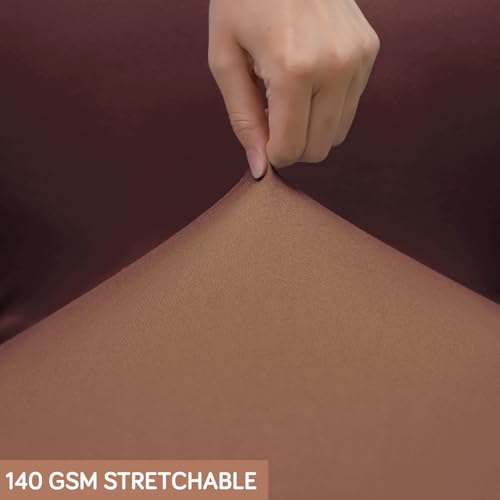 Image of HOKIPO 'SereneSolids' 140 GSM Office Chair Cover for Desk Chair (Mid-Back) - Stretchable Fabric, Washable, Durable & Anti-Slip - Fits Mid-Back Office Chairs, Brown (AR-5221-BRN-M)