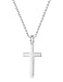 Sllaiss 925 Sterling Silver Small Cross Necklace For Men Women Christian Cross Pendant Necklace Box Chain 16'' Silver