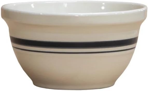 Ohio Stoneware Dominion Mixing Bowl, Stoneware, 10 Inch, Black Stripe, Lead-Free Glaze, Microwave and Oven Safe, 3.94 Qt.