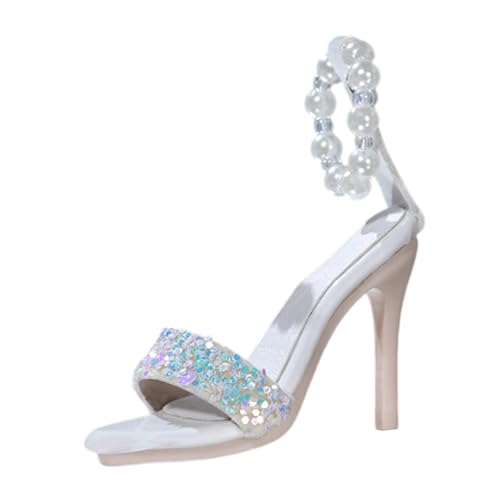 Menolana 1/4 Scale Doll Shoes Dress up, Women's High Heeled Sandals, Doll Costume Accessories for Female Action Figure, White