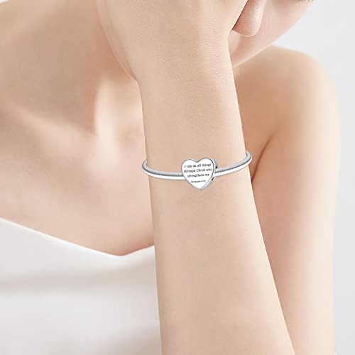 Image of LUXILLA Love You Best Friend Grandma Wife Heart Charm 925 Sterling Silver Charms Fit for Bracelets Necklace Jewelry Gift for Women