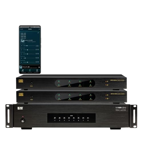 OSD Audio 8 Zone Streaming Audio Bundle - MX1680-GEN2 6 Channel 8 Zone 80W/Ch Digital Amplifier with App Control 4 Zone Media Streamer x2