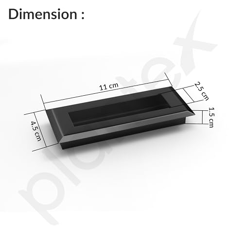 Image of Plantex Sliding Door Handle /Concealed Handle for Sliding Door /96mm Concealed Handle for Wardrobe /Kitchen Cabinet - Pack of 4 (Black)