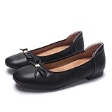 MUMUWU Women's Comfortable Ballet Flats Round Toe Flat Shoes for Women Bow Dressy Flats Shoes with Arch Support Insole（Black 11）