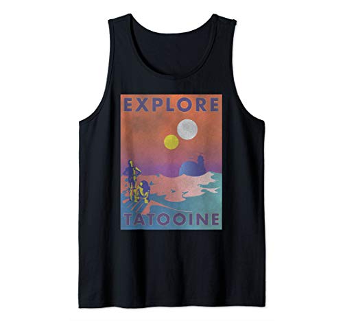 Star Wars Explore Tatooine Faded Retro C-3PO & R2-D2 Poster Tank Top