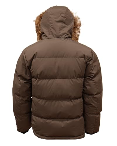 Golden Peak Men’s Puffer Jacket Waterproof Winter Coat with Snorkel Hood Faux Fur Trim Sizes S-6XL3