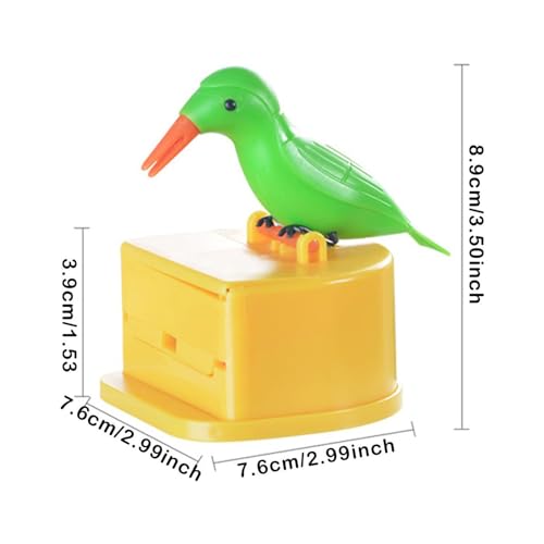 Yellow Woodpecker Toothpick Dispenser, Cute Little Bird Push-Type Automatic Toothpick Holder Bird Toothpick Dispenser, Telescopic Toothpick Box for Home with a Toothpick Box,Kitchen Decoration