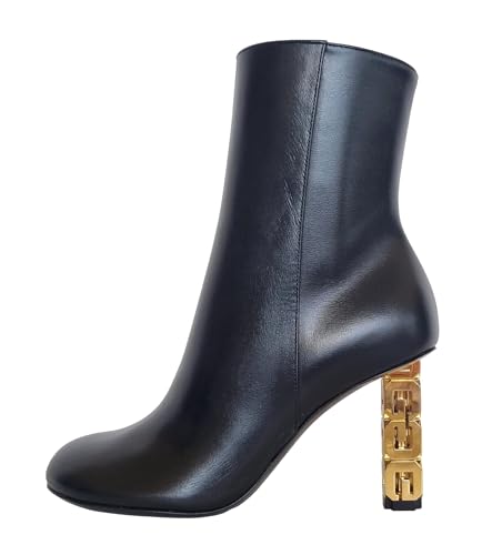 Givenchy chaussures bottines en cuir avec talon en métal 4G BE6034E1GT noir, Noir , 37 EU