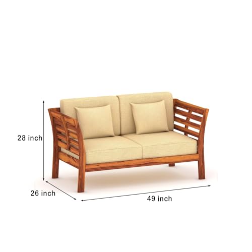 Image of Sheesham Solid Wood Six Seater Sofa Set for Living Room(6 Seater) (Provencial Teak 2)