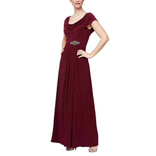 Image of Alex Evenings Women's Long Cowl Neckline Mother of The Bride Dress, Formal Event Gown (Petite and Regular Sizes)