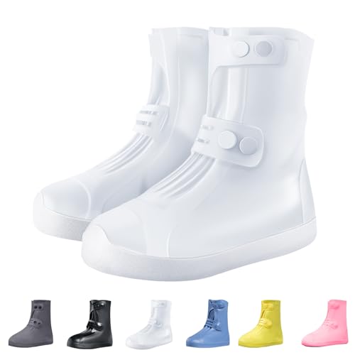 RINJOY Waterproof Shoe Covers Non-Slip Rain Shoe Covers Reusable Silicone Shoes Covers For Rain Resistant Rain Boots For Men Women Outdoor Overshoes Protection
