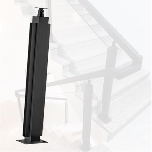 Stainless Steel Glass Railing Post, Square Metal Railing Spindles with Screws, Adjustable Spindles Stair Balustrade Post Kit Indoor, Strong Load-Bearing Capacity(C-MID,Height 36in/90cm)