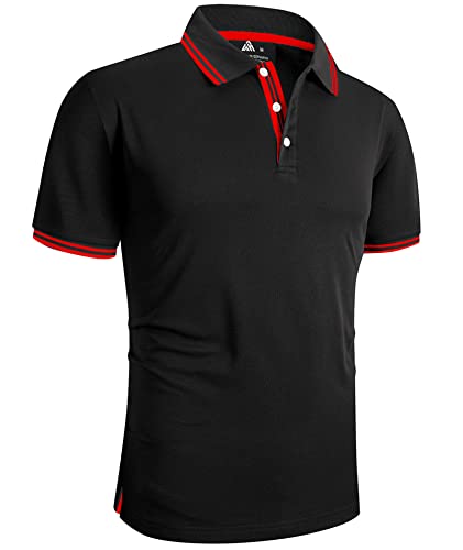 Zity Mens Polo Shirt Short Sleeve Sports Golf Tennis T-Shirt 110-Blackred Xl #TOP1