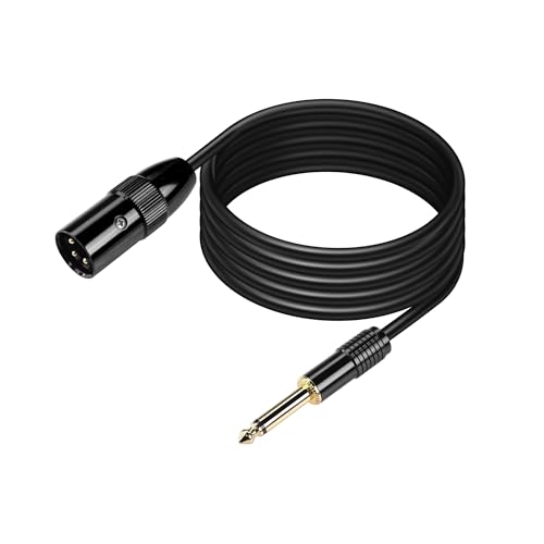 PNGKNYOCN 1/4 TS to XLR Cable,2M 1/4 Inch (6.35mm) Mono Male to XLR 3 Pin Male Unbalanced Microphone Cable (1/4 inch TS, 2M)