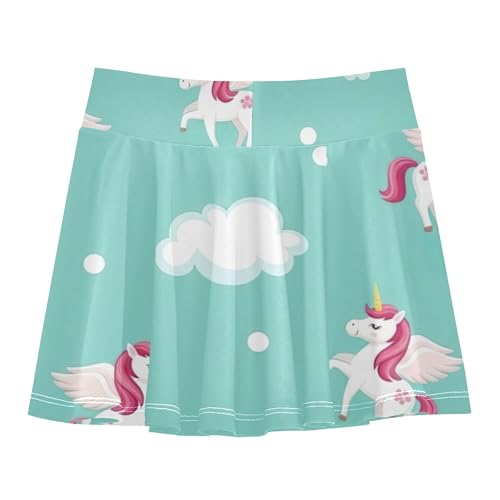 Tennis Skirts Kids Flying Unicorn Aqua Athletic Shorts Girls Skorts Flowy Girl Skort 4t2