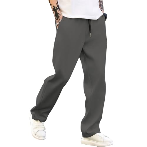 TOFOTL Eleganti con Tasche a Scomparsa Abiti da Lavoro Uomo Ciclismo Resistente Pantaloni Tecnici Yoko Comodi Baggy Generic 100 X 100 Lino Fit Pantaloni Tasconi Uomo 02-Grigio Scuro L