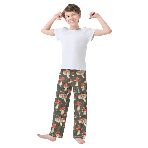 Pajama Pants Red Mushrooms on Green PJ Bottoms Sleepwear Lounge Sleep Pant with Pockets2