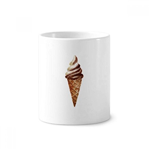 Tasse blanche marron chocolat motif crème glacée pot à stylo en céramique