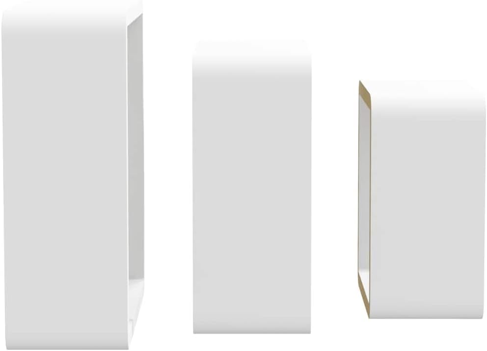 Wall Cube Shelf Set of 3, White MDF Floating Shelves for Room Decor, Modern Square Design, Living Room Bedroom Bathroom, 11x11x3.9 Inch