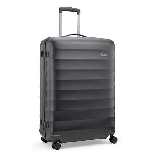 Image of American Tourister Barcelona | Check-in Trolley Bag (79 cm) | 360 8 Wheel Travel Luggage | Hard Case Polycarbonate Suitcase | Mounted Combination Lock | Gun Metal