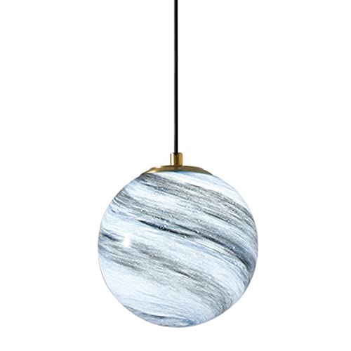 Suspension planète en verre bleu YangRy de 20cm pour éclairage créatif de chambre