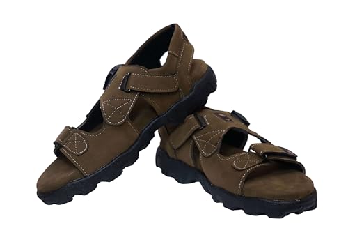 Image of Men's Suede Sports Sandals | Adjustable Strap Design | Lightweight Airmix Sole | Comfortable Sandals | Anti-Slip Casual Footwear | Olive1-10