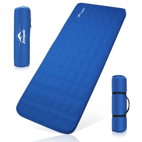 Buheco Sleeping Pad for Camping, Self-Inflating 9.5 R Value 3' Ultra-Thick Memory Foam Comfort Plus Camping Mats for Backpacking Travelling & Hiking Portable Air Mattress for 4-Season Blue