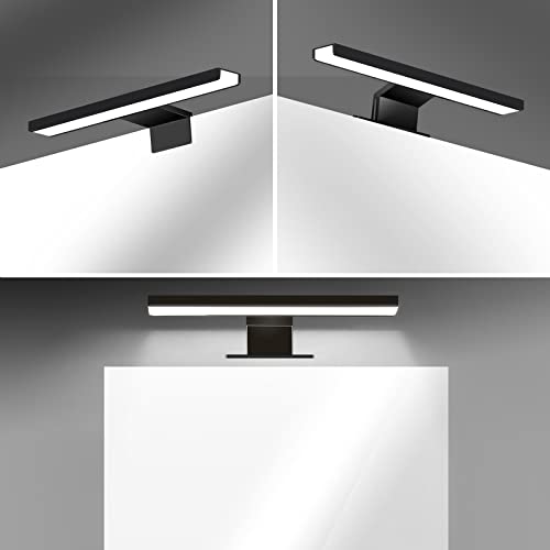 ERWEY 2 in 1 LED Badleuchte IP44 Spiegelleuchte Kaltweiß Schminklicht Badezimmer 230V Schrankleuchte Spiegelschrank Aufbauleuchte Bad Klemmleuchte (Schwarz 30cm 6000K 5W)