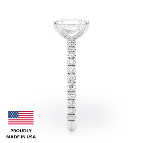 2 to 6 Carat Radiant Cut Moissanite Engagement Ring w 1/4 Carat Natural Diamond - 14K Gold (G-H/VS, SI, cttw, DEW) Promise Anniversary Ring for Women Size 4 to 11 Made in USA4