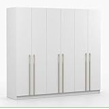 Fabryka Mebli Idźczak Drehtürenschrank, Kleiderschrank - Schlafzimmerschrank - 57 x 230 x 210 cm - Wohnzimmerschrank, Garderobenschrank, Schrank mit Einlegeböden und Zwei Kleiderstangen - Weiß