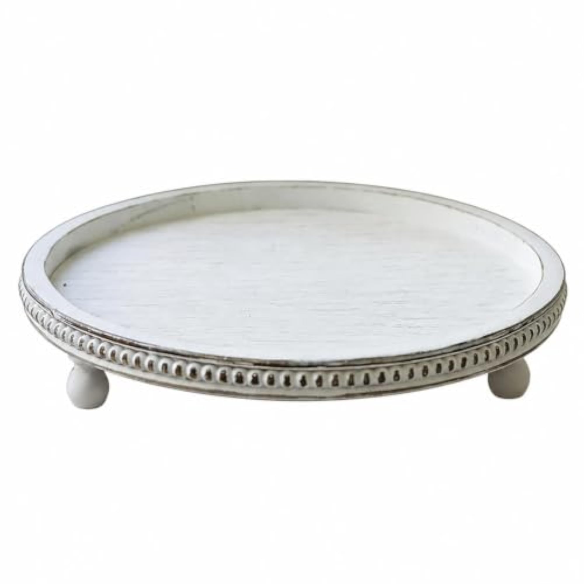 Rustic Round Wooden Decorative Tray for Tabletop Decor