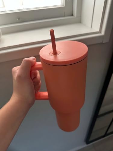 Image of Stainless Steel 1200 ml Vacuum Tumbler with Lid & Straw - Double‑Wall Insulated Cup for Travel, Gym & Office - Keeps Beverages Hot or Cold - 1.2 L Capacity (Orange)