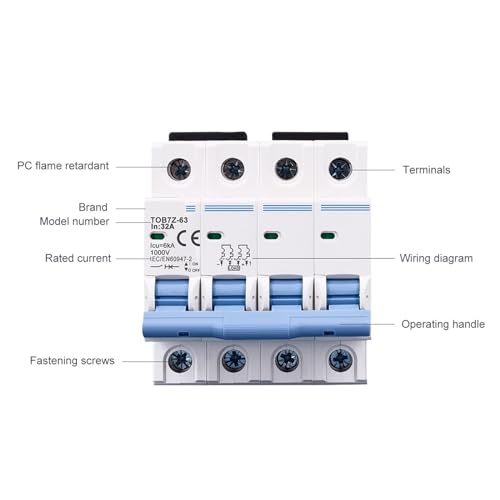 Evita sobrecargas en paneles solares con el disyuntor DC 4P 1000V 40A mini 6