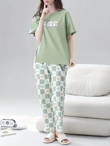 Image of Louis Luxe Womens Korean Night Dress|| Full Pyjama Set || Korean Nightsuit || Women Nightwear ||Round Neck Full Sleeve Nightsuit || Loungewear || Everyday Nightdress (ND-15)