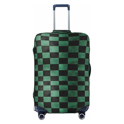 Luggage Cover Protector - Retro Green Black Checkered Print Suitcase Covers for Luggage Fit 22-24 Inch Suitcase