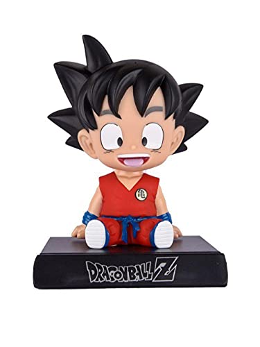 Image of Super Hero Goku Orange Rubber Action Figure Limited Edition DBZ Bobblehead with Mobile Holder for Car Dashboard, Office Desk & Study Table,15 X 10 cm