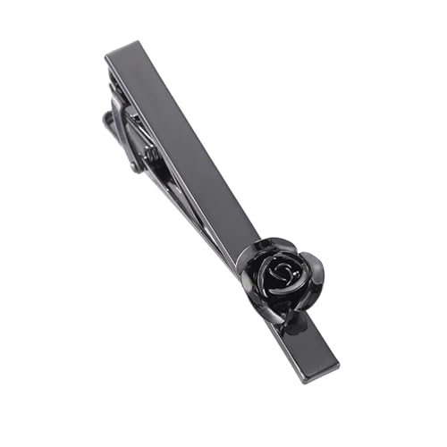 Pisacorbatas de latón premium con detalle de rosa negra para trajes exclusivos de caballero 2