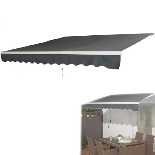 UISEBRT Toldo de Aluminio para Balcón, Brazo Articulado Protección Solar Toldo (Gris Oscuro, 360 x 300 cm)