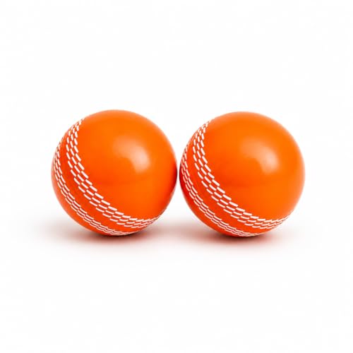 Image of T-20 Synthetic Cricket Ball Match Practice Training | Practice Cricket Ball | Wind Balls | Swing Ball | Indoor & Outdoor Street & Beach Cricket (Orange, Pack of 2)