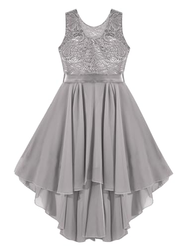 Sywiyi Kids Girls Floral Lace V Neck Junior Bridesmaid Dress Wedding Party Pageant Ball Gown Flower Girl Dress3