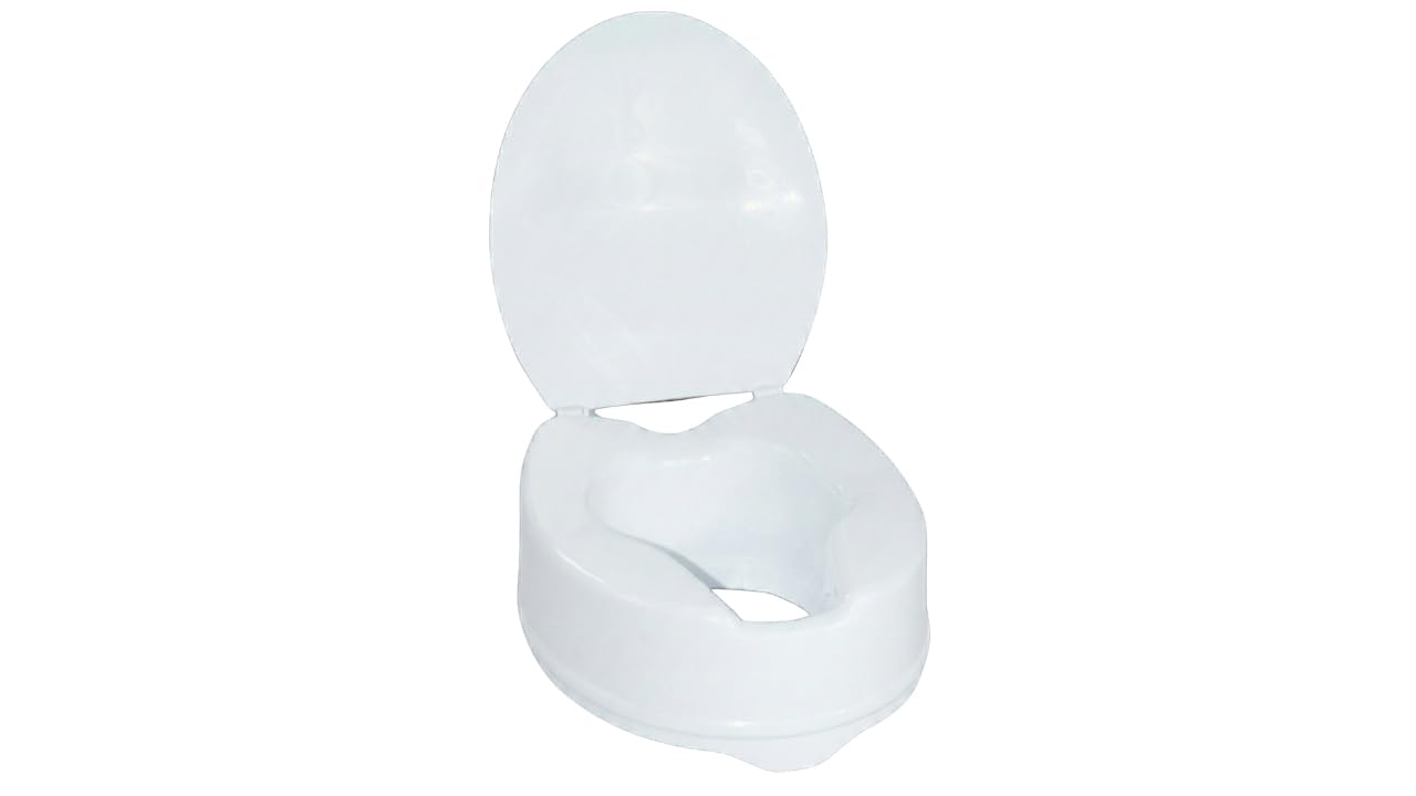 Ausilium Rialzo WC per Adulti e Anziani con Coperchio - Alzawater 15 cm - Sedile WC Rialzato per Disabili e Persone con Mobilità Ridotta - Montaggio Rapido e Facile Pulizia