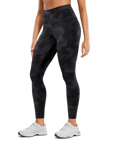 Natural Feelings Legging d'entraînement pour femme - Pantalon de yoga taille haute avec poches pour femme, Camouflage noir et gris, S-M