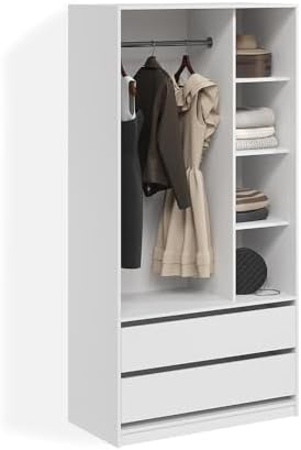 Livinity Trento Clothes Wardrobe, White | with 2 drawers