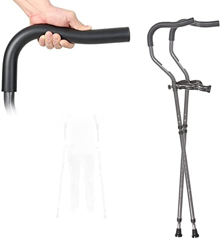 Underarm Crutches, F-Shape Lightweight Adjustable Ergonomic Shock Absorber Walking Crutches, Non Skid Aluminum Crutches, Heavy Duty for Standard and Tall Adults