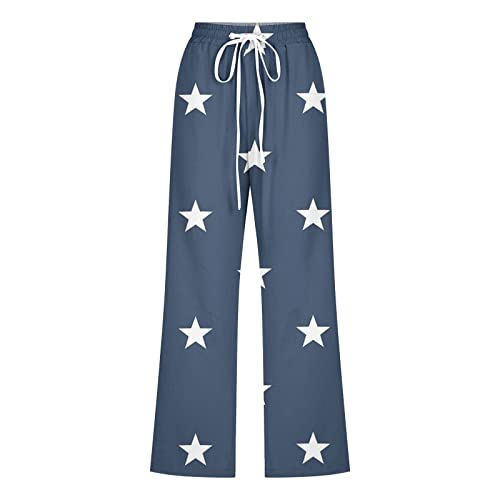 Capri Pants for Women Casual Summer Cotton Linen Capris Gradient Drawstring High Waist Pants Wide Leg Cropped Trouser4